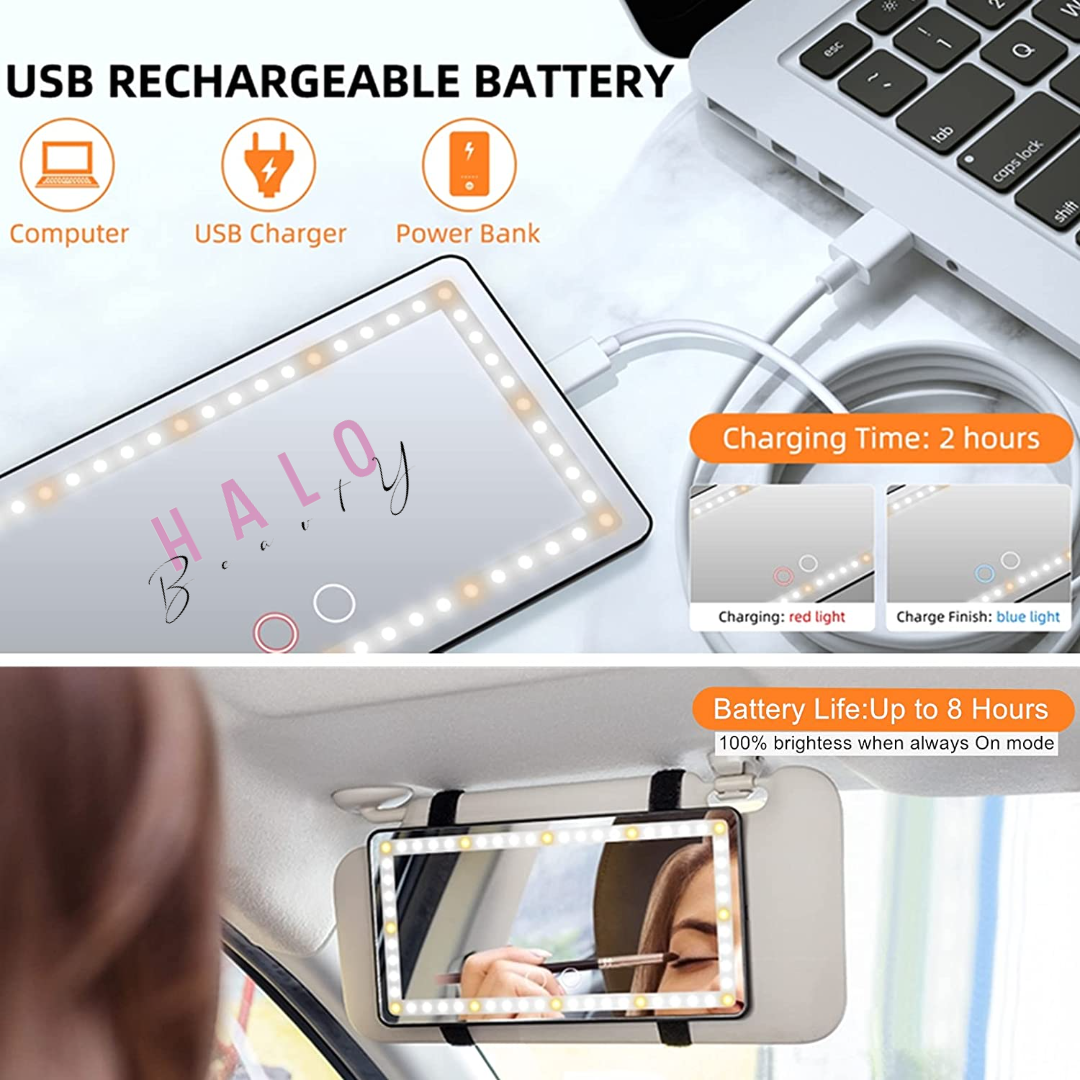 LED Car vanity Rechargeable Make-up Mirror