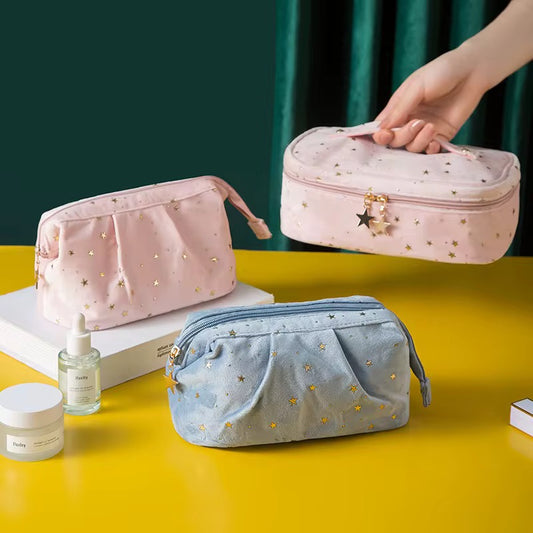 Beauty Halo Glitter Velvet Cosmetic Bag