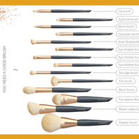 A. MAANGE Golden Eclipse Makeup Brushes - Set of 14 Pcs