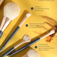 A. MAANGE Golden Eclipse Makeup Brushes - Set of 14 Pcs