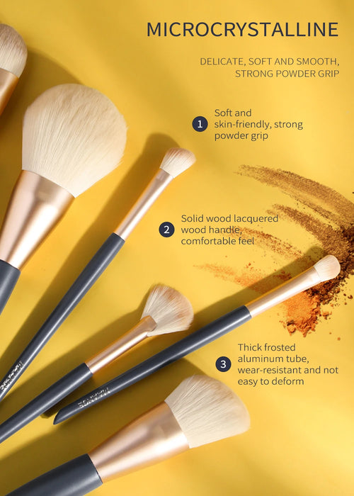 A. MAANGE Golden Eclipse Makeup Brushes - Set of 14 Pcs