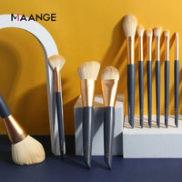 A. MAANGE Golden Eclipse Makeup Brushes - Set of 14 Pcs