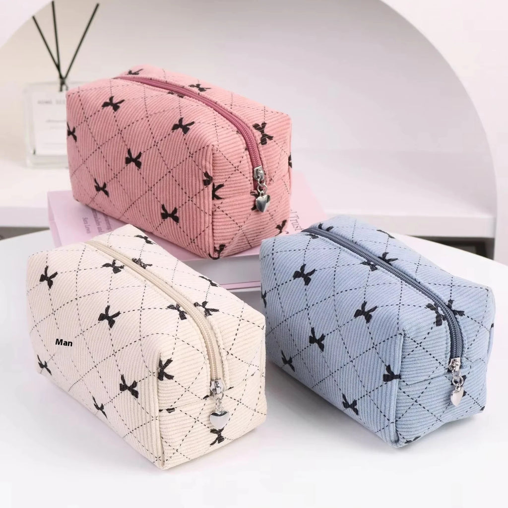 Puffy Bow Make Up Pouches-Set Of 3