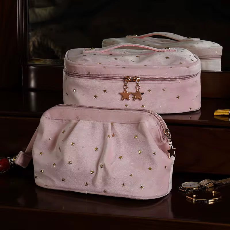 Beauty Halo Glitter Velvet Cosmetic Bag