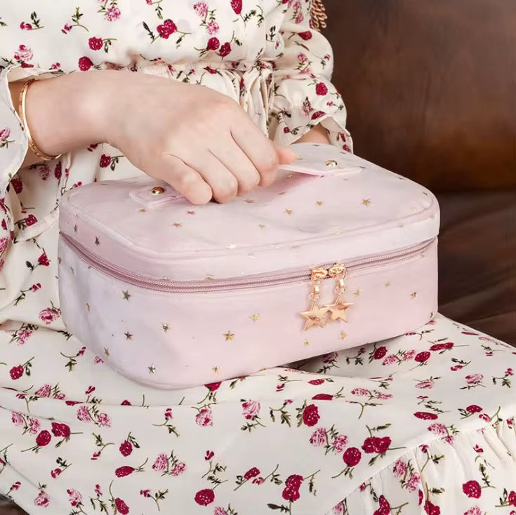 Beauty Halo Glitter Velvet Cosmetic Bag