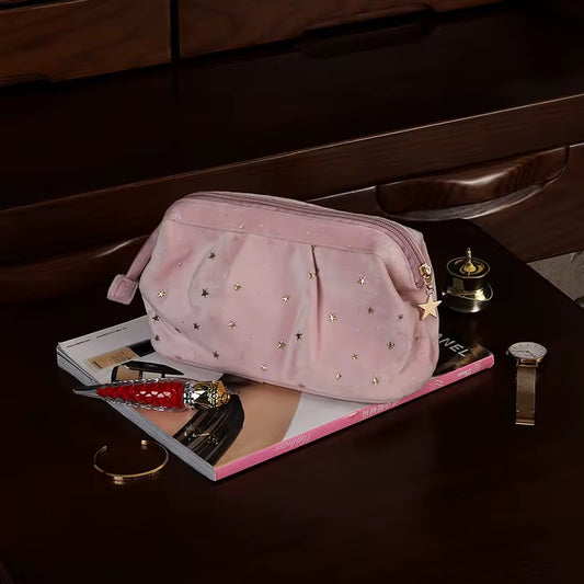 Beauty Halo Glitter Velvet Cosmetic Bag