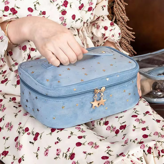Beauty Halo Glitter Velvet Cosmetic Bag