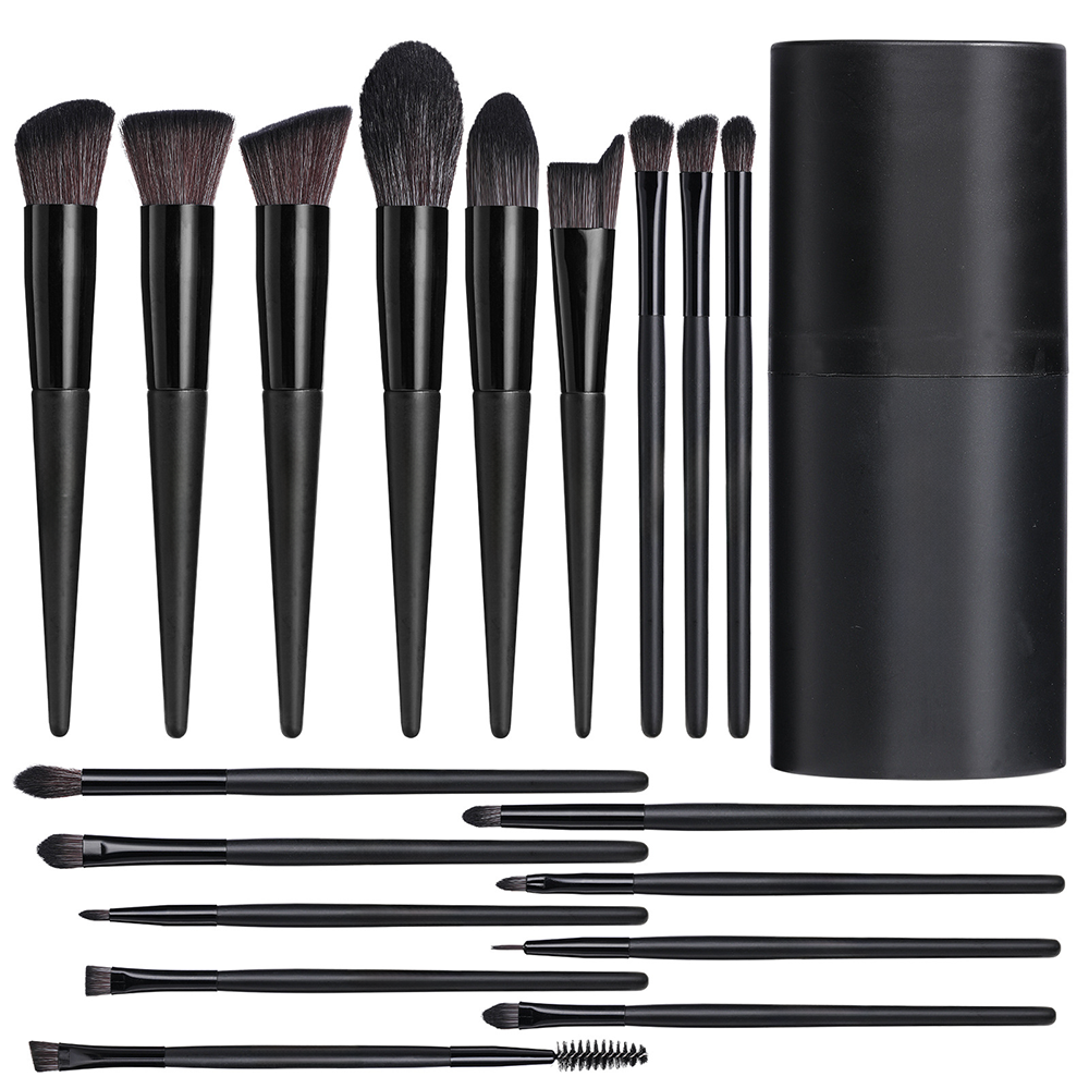 Ultra Matt Black- Gold - Makeup Brushes: Set of 18 brushes + case