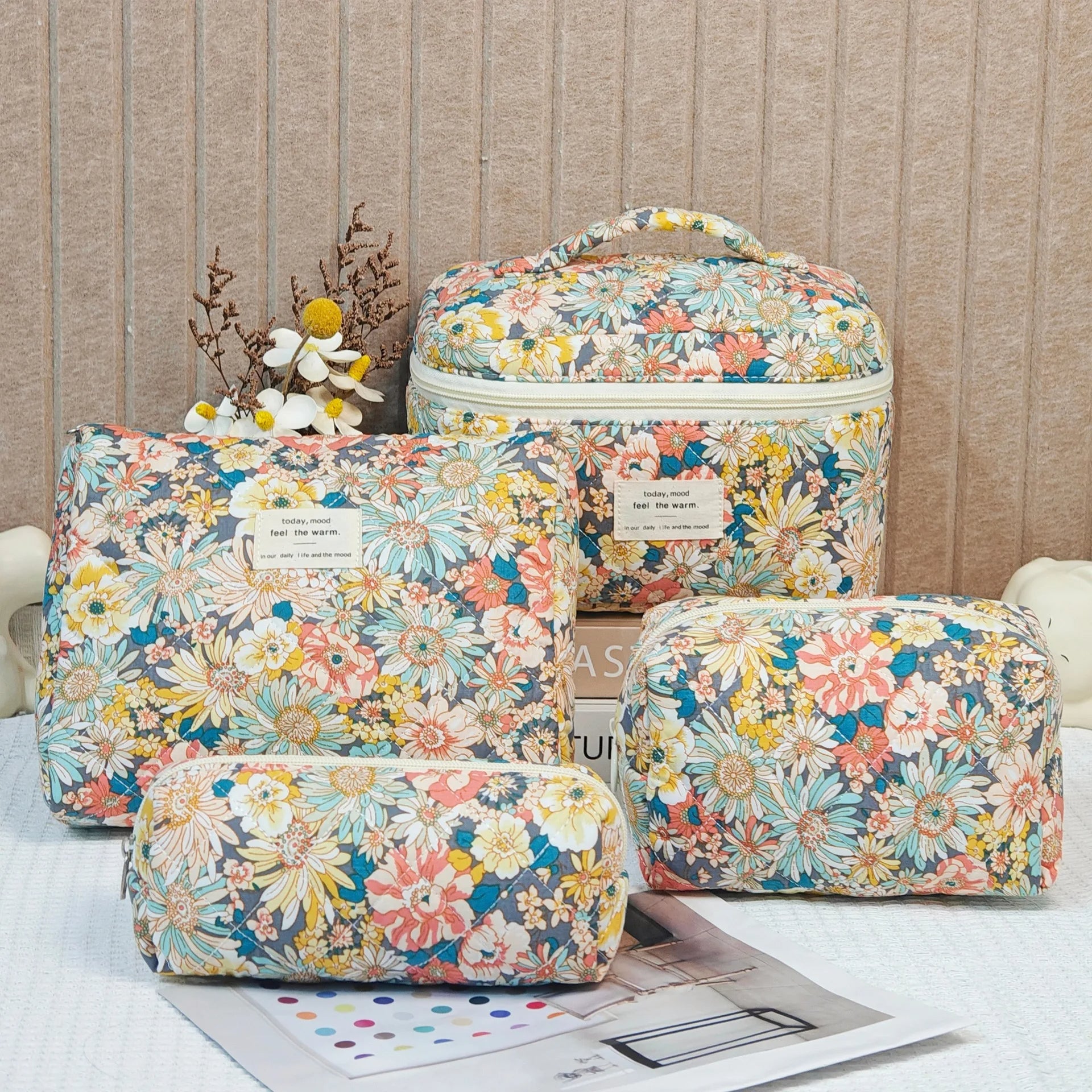 Floral Make up Pouches Set