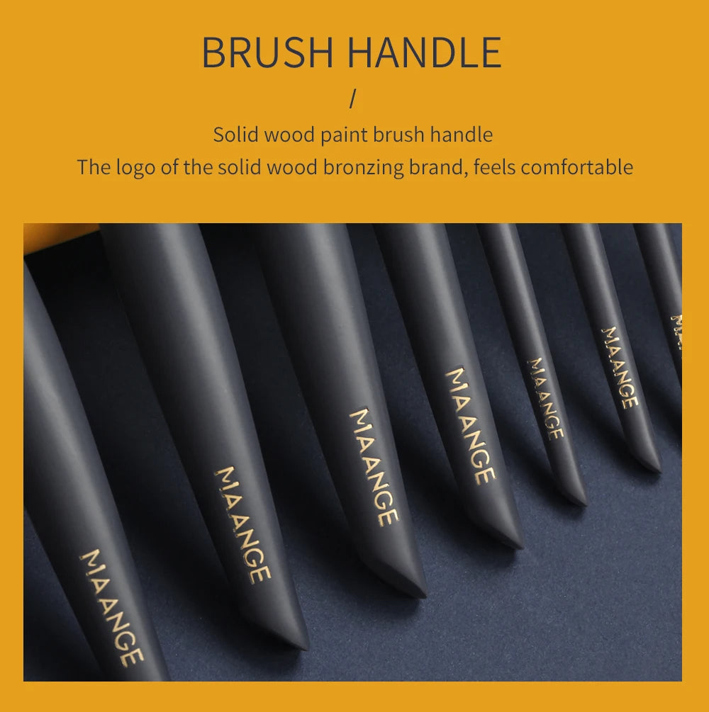 A. MAANGE Golden Eclipse Makeup Brushes - Set of 14 Pcs