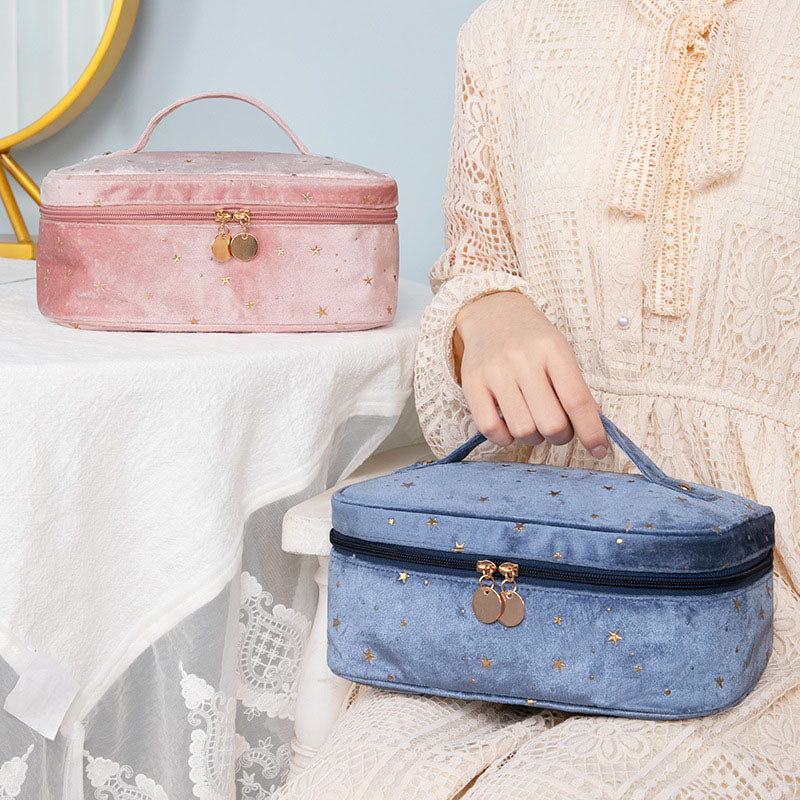 Beauty Halo Glitter Velvet Cosmetic Bag