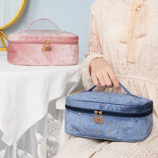 Beauty Halo Glitter Velvet Cosmetic Bag