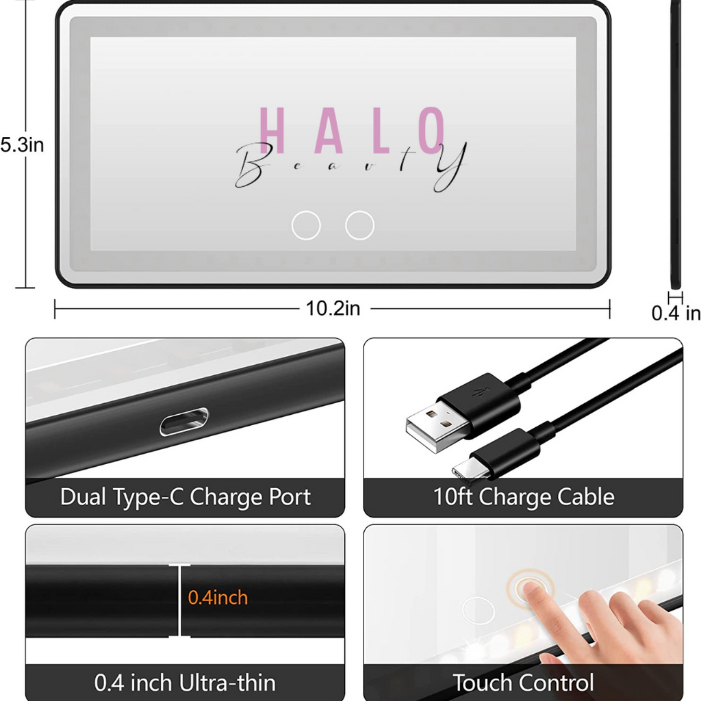 LED Car vanity Rechargeable Make-up Mirror